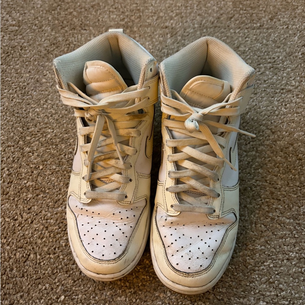 Nike High-Top Sneakers in White and Cream